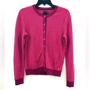 Tommy Hilfiger Women’s SIZE M Button up 100% Pima Cotton Cardigan Pink & Plum